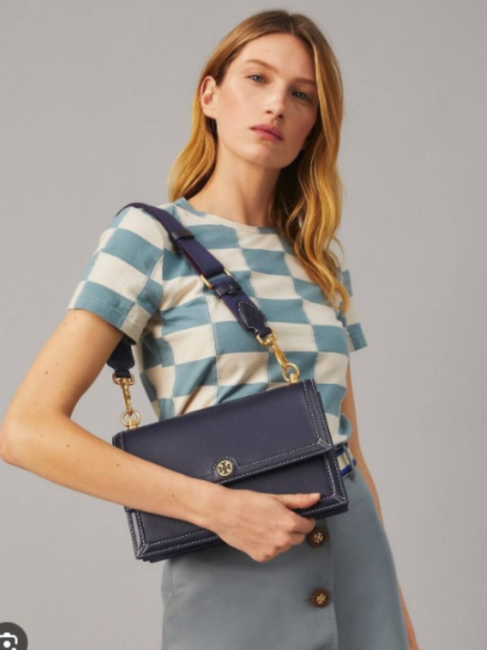 Tory Burch T Monogram Leather Shoulder Bag - Midnight
